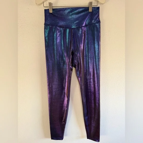 Buff Bunny High Rise Holographic Rebel Leggings Purple Blue Size Medium - Picture 3 of 12